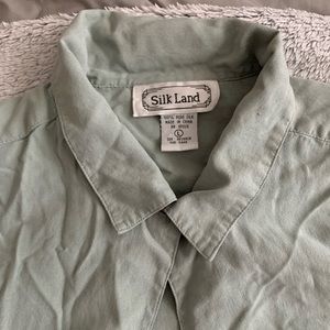 Silk button up baby blue